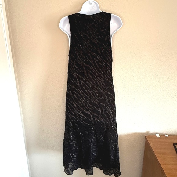 Vintage Nicole Miller 10 Black Babydoll Zebra Glitter Midi Dress Hoco Whimsigoth - Picture 4 of 11